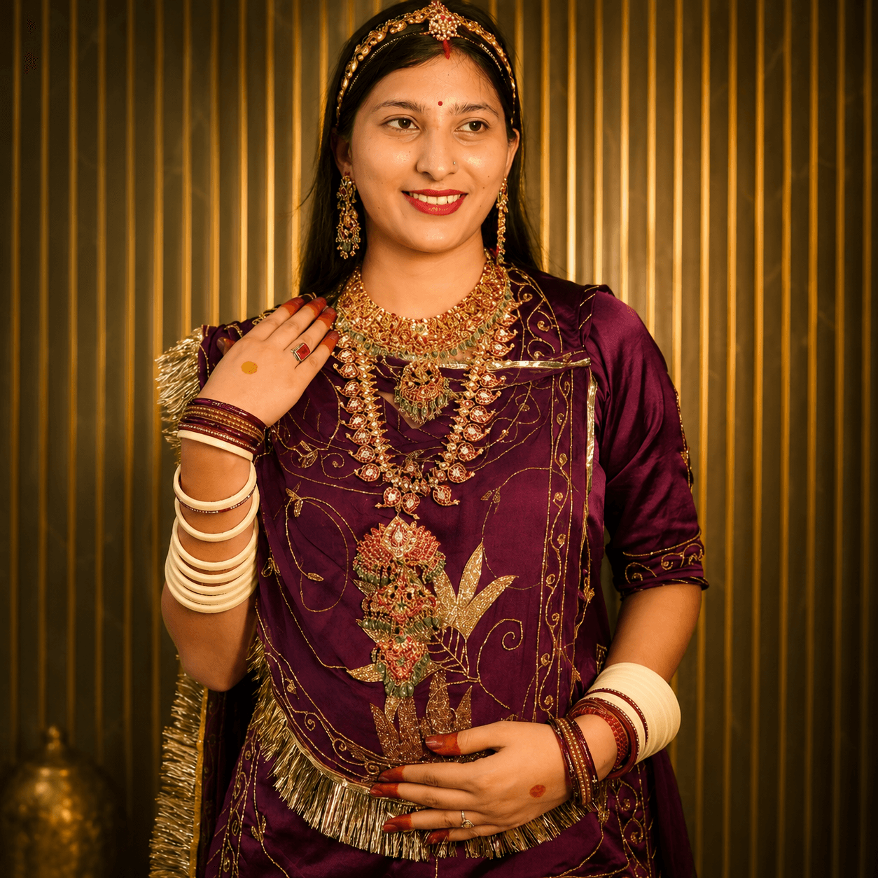 Royal Rajputi Bridal Trousseau in Royal Purple Poshak — Siddhivinayak Jewellers